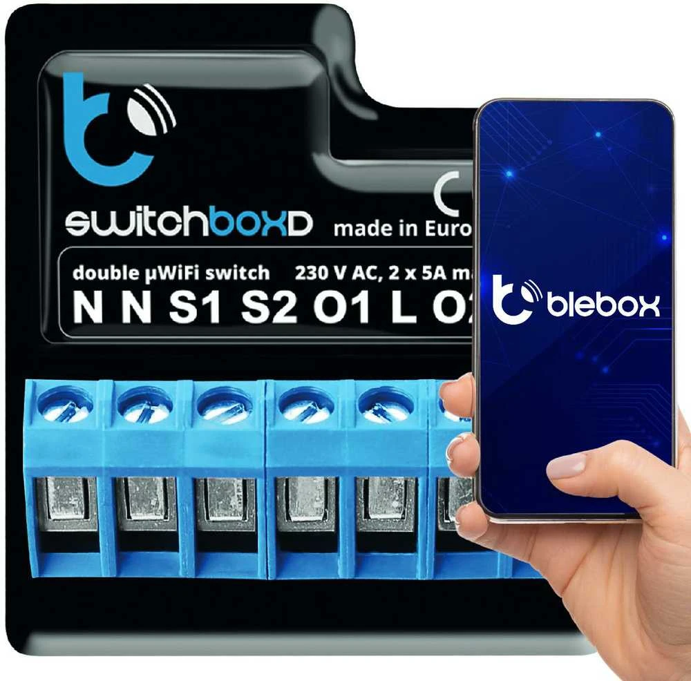 Blebox SwitchBoxD išmanus wifi 2 kanalų relinis jungiklis