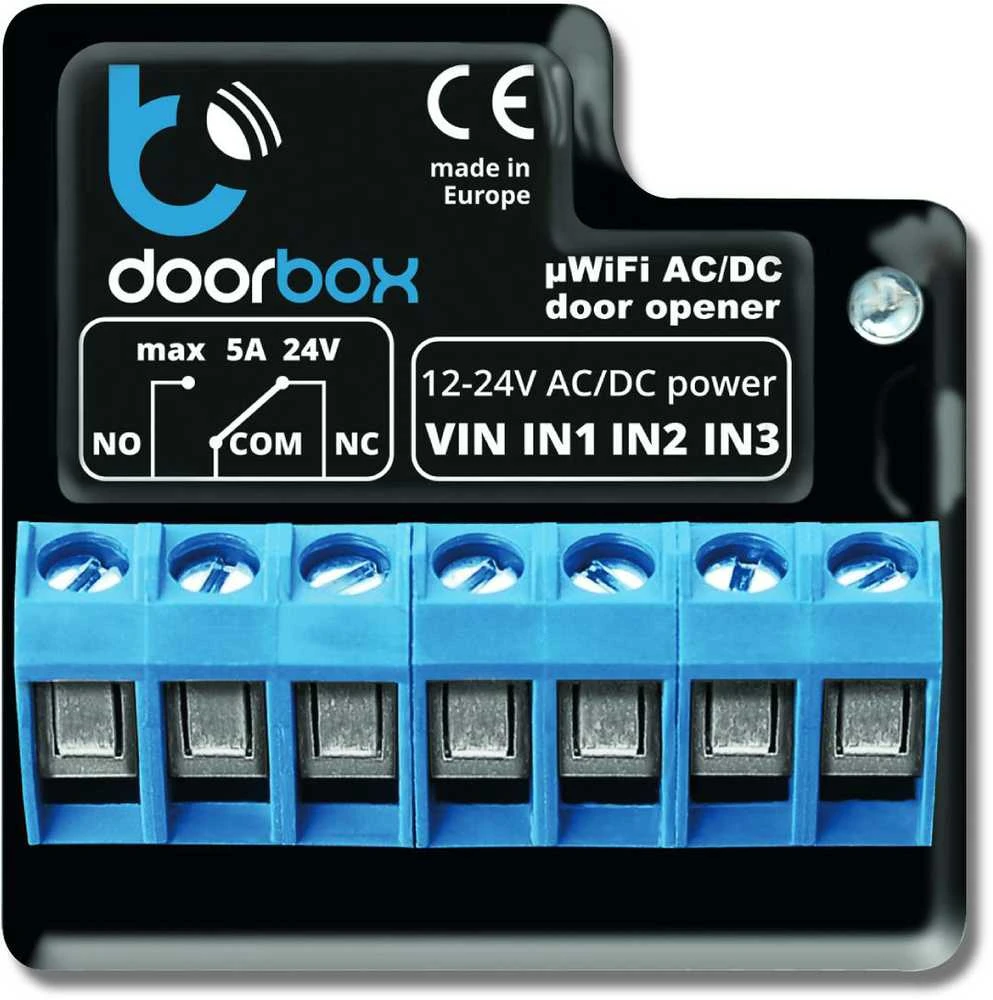 Blebox DoorBox išmanus wifi durų ir praėjimo kontroleris 12-24V AC / DC valdomas programėle ar jungikliu