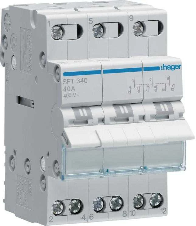 Modulinis jungiklis Hager SFT340 (3P, 40A, AC, 3 padėčių, 230V)