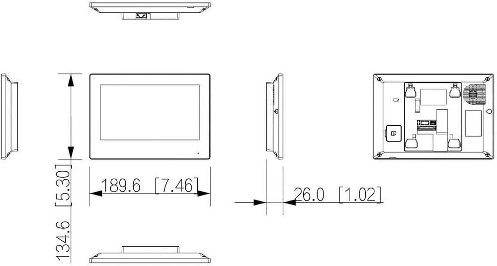 Dahua IP domofono monitorius 7 colių, PoE, veikia tik SIP protokolu, Wi-Fi, juodas