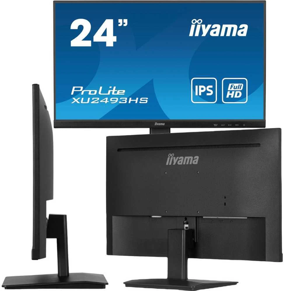 „IIYAMA XU2493HS-B6“ 24 colių ETE IPS monitorius su 1920x1080 100 Hz, 250 cd/m², garsiakalbiai, HDMI, DisplayPort