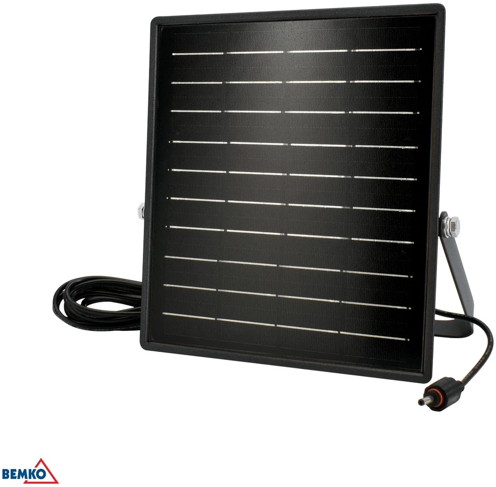 BEMKO SOLPAR LED saulės energija varomas prožektorius 10W 1500lm 3000/4000K IP65 Juoda PIR jutiklis