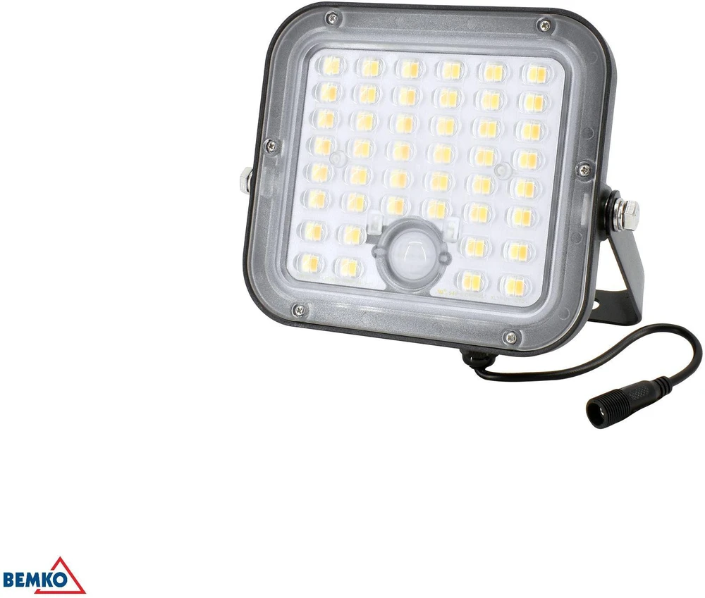 BEMKO SOLPAR LED saulės energija varomas prožektorius 10W 1500lm 3000/4000K IP65 Juoda PIR jutiklis