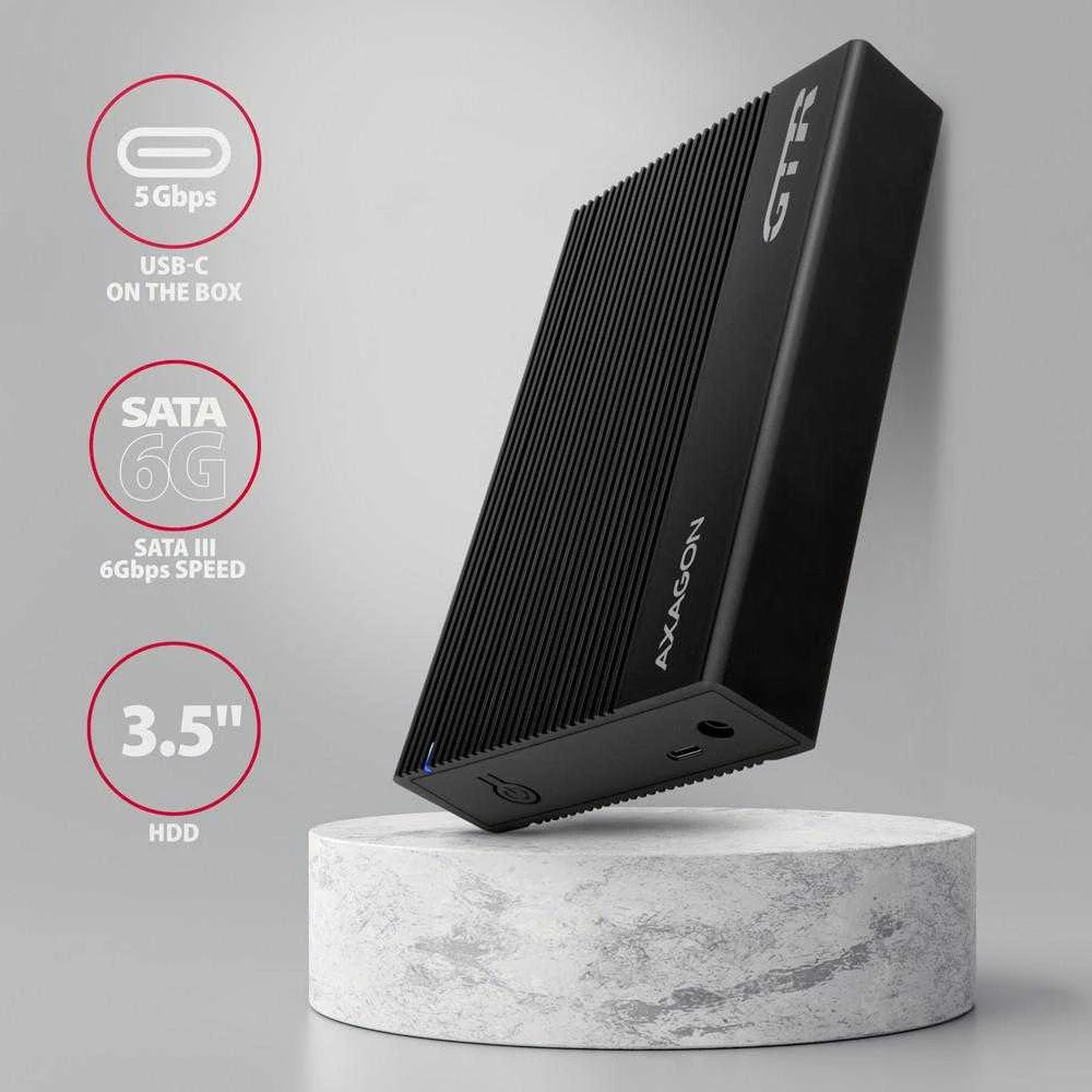 AXAGON rumbuotas aliuminio USB 3.2 Gen 1 – SATA 6G išorinė dėžutė, skirta 3,5" HDD | EE35-GTR