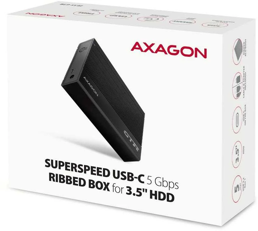 AXAGON rumbuotas aliuminio USB 3.2 Gen 1 – SATA 6G išorinė dėžutė, skirta 3,5" HDD | EE35-GTR
