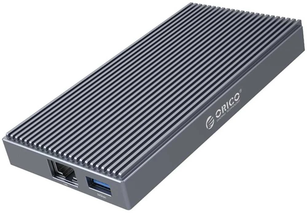 Orico prijungimo stotelė su M.2 NVMe korpusu, aktyviu PD 100W, HDMI 2.0, garso jungtimi, RJ-45, kortelių skaitytuvu
