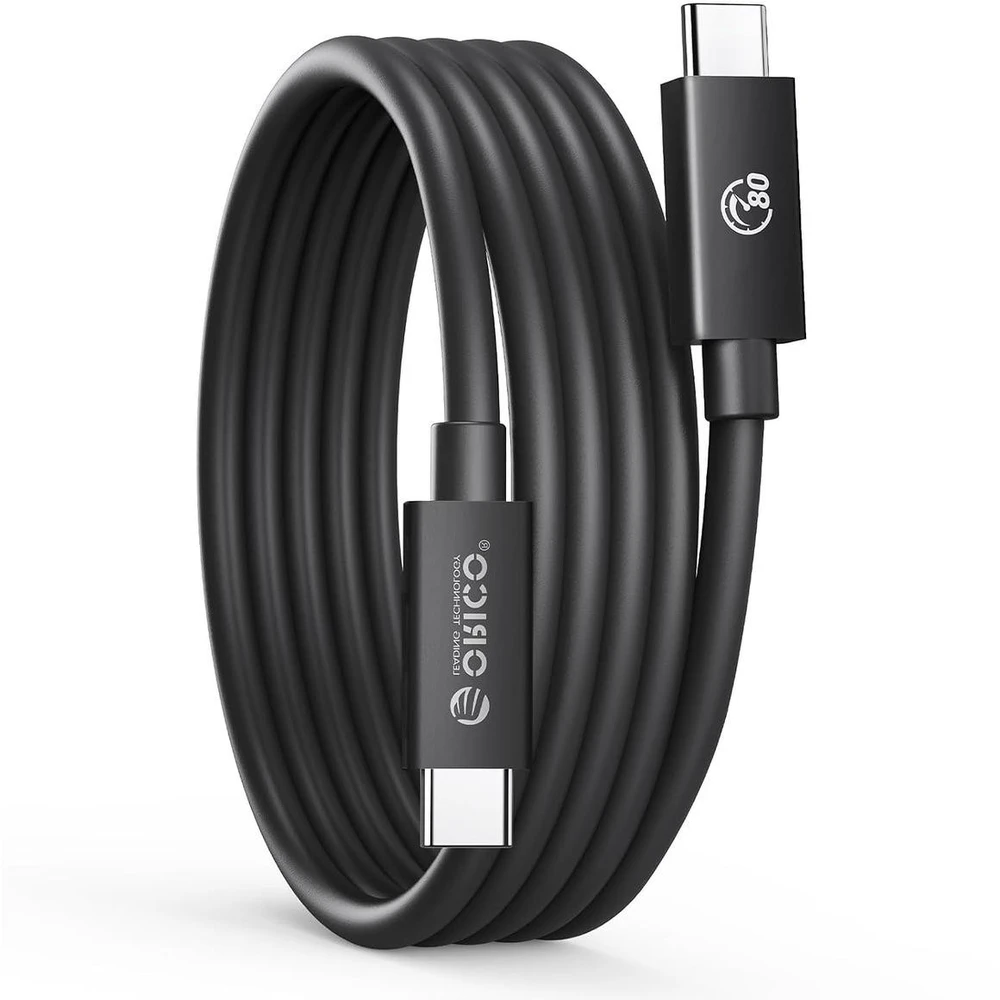 Orico Thunderbolt 5 USB-C kabelis 80Gbps, 240W, 8K@60Hz, 1.5m, juodas
