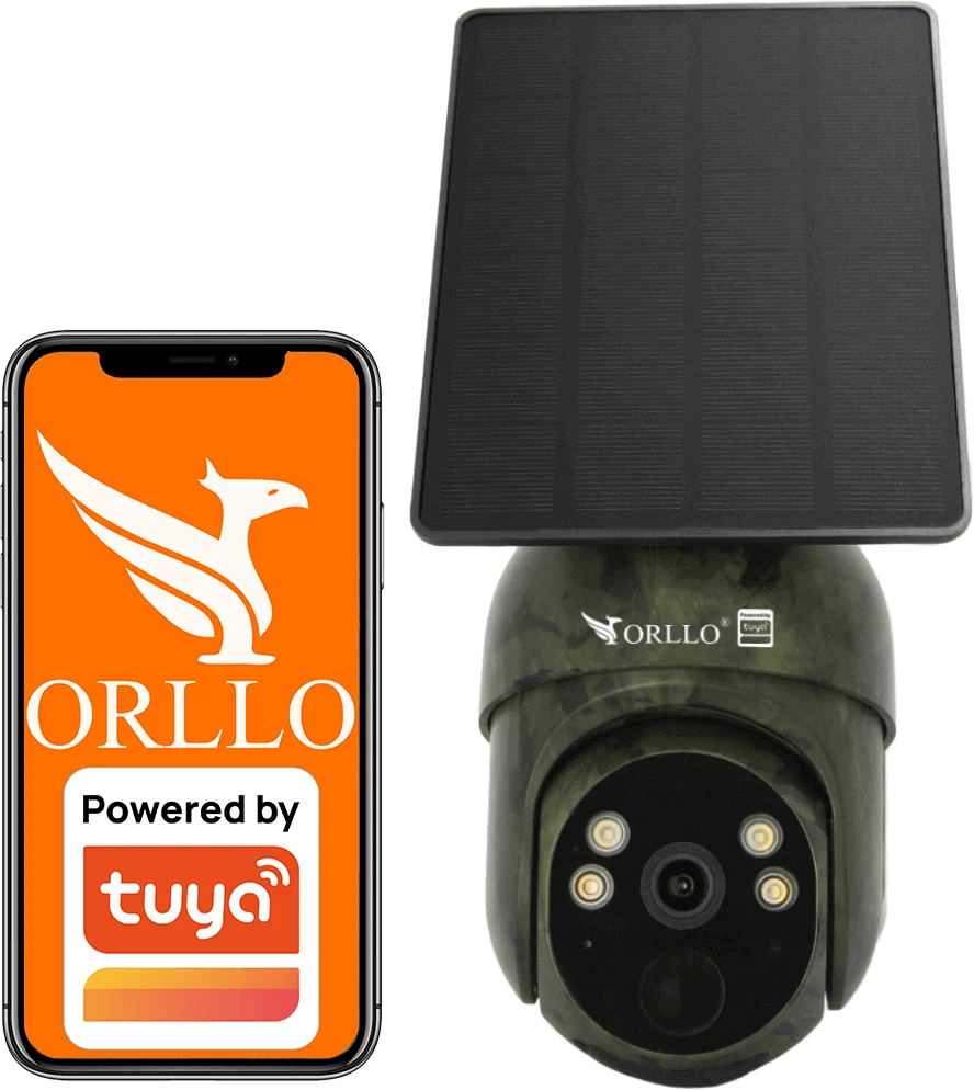 Orllo IP kamera, belaidė 4G LTE, pasukama su saulės kolektoriumi ORLLO TZ1 MORO