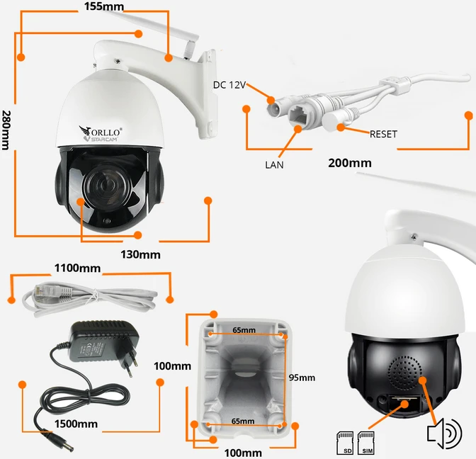 ORLLO Z18 lauko besisukanti IP kamera SIM 4MP