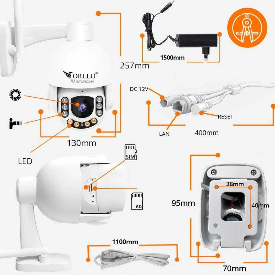 Orllo Z7 Pro lauke besisukanti GSM 4MPx IP kamera