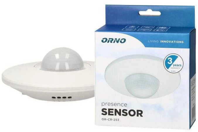 Orno Czujnik 360 laipsnių judesio jutiklis IP20, 2000 W, 3 jutikliai, reguliuojamas diapazonas 3–20 m, baltas