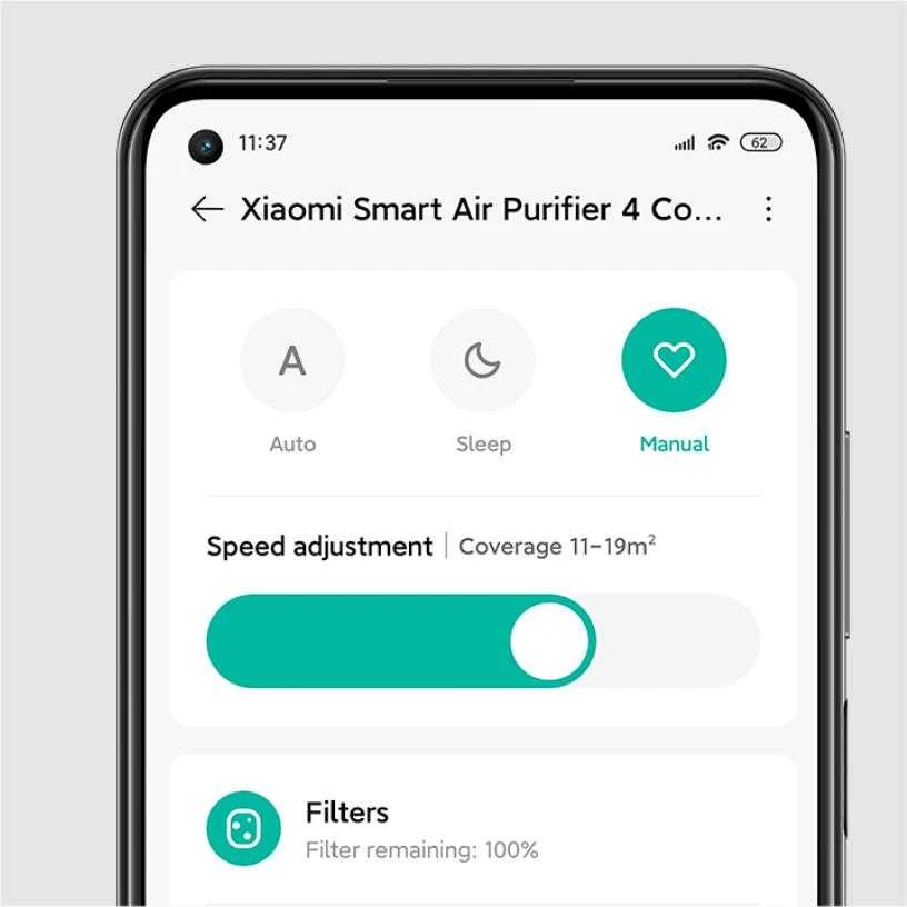 Oro valytuvas Xiaomi Smart Air Purifier 4 Compact, tinka kambariams iki 16-27 m²