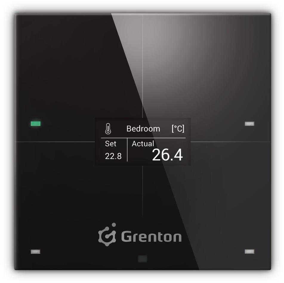 GR1 GRENTON SMART PANEL/ 4 TOUCH AREA/ OLED DISPLAY/ WI-FI/ Juodas GLASS FRONT