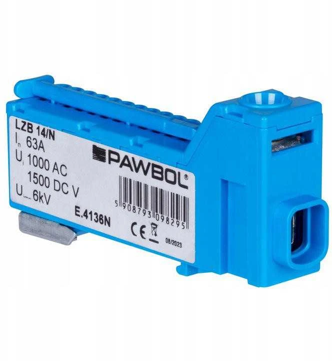 Gnybtų blokas Pawbol E.4136N besriegis 1x 2,5-25 mm2, 13x 1,5-2,5 mm2 mėlynas