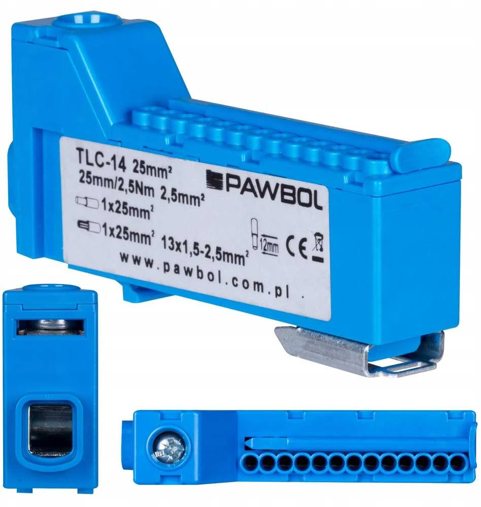 Gnybtų blokas Pawbol E.4136N besriegis 1x 2,5-25 mm2, 13x 1,5-2,5 mm2 mėlynas