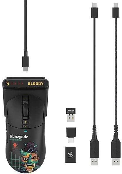 Pelė Myszka žaidimams A4Tech Bloody R72 DUO Renegade Midnight belaidė 20000 dpi optinė juoda
