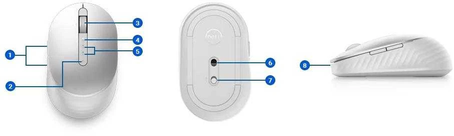 Dell MS7421W Premier Rechargeable - belaidė pelė, platinum sidabrinės spalvos (Ekspozicinė prekė)
