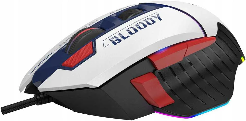 Pelė Myszka žaidimams A4Tech Bloody W95Max Sports Navy su laidu 12000 dpi optinė balta
