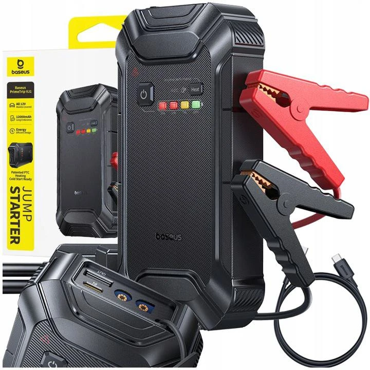Išorinis akumuliatorius (Powerbank) su automobilio užvedimo funkcija max 5000A 44.4Wh su PTC pašildymu IP55 USB-A/USB-C 15W PrimeTrip VJ1 BASEUS