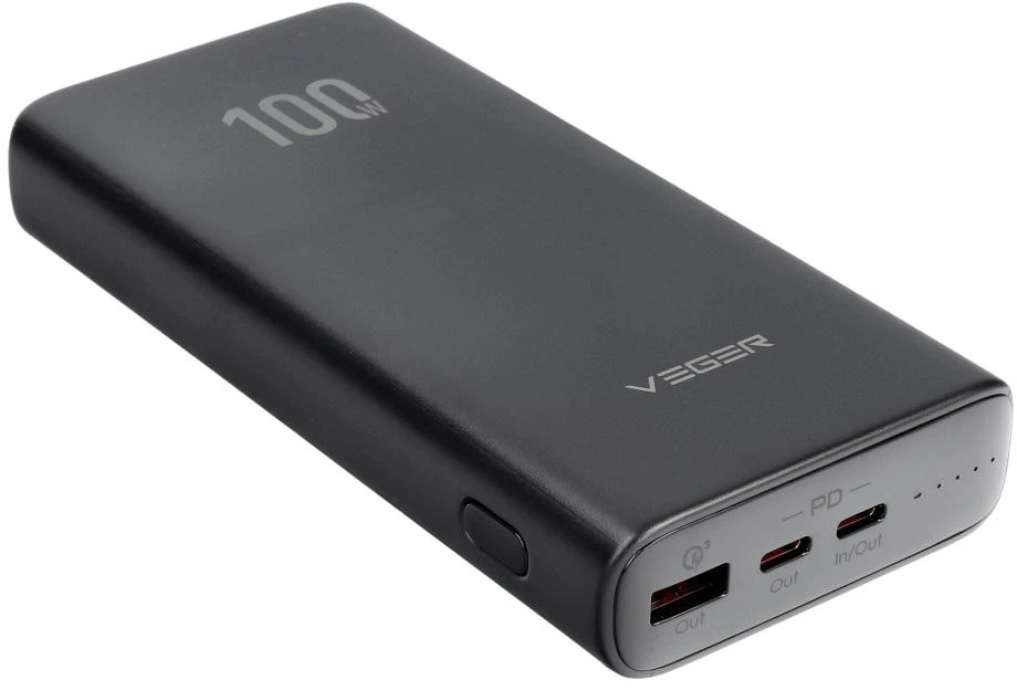 Powerbank Veger T100 (W2032C-100) PD QC3.0 5A 100W 20000 mAh juodas