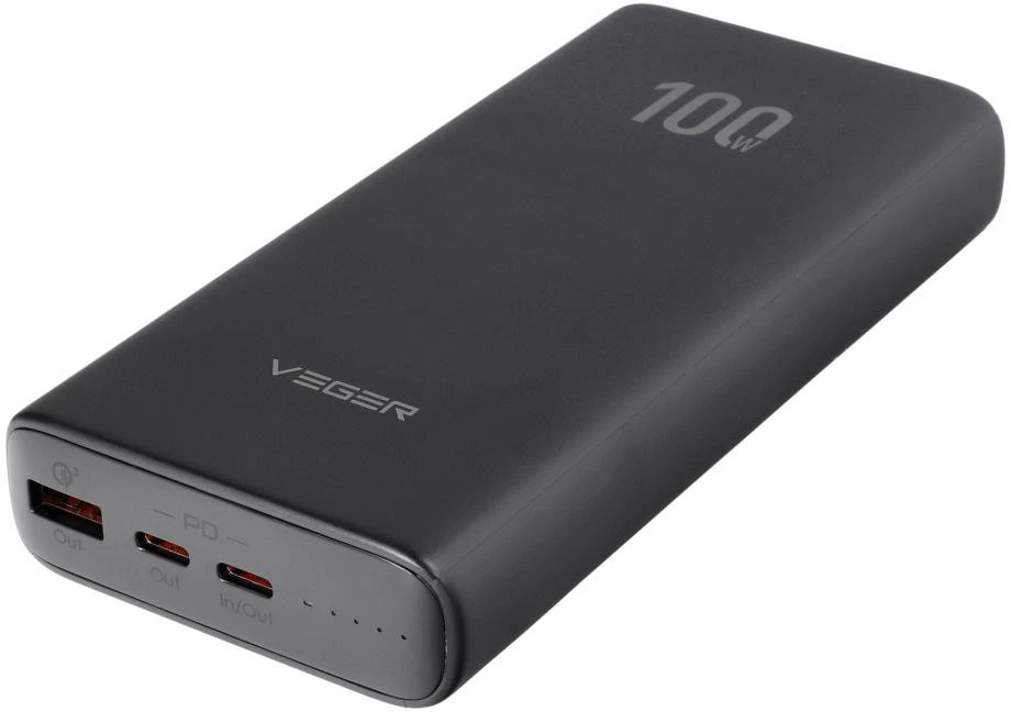 Powerbank Veger T100 (W2032C-100) PD QC3.0 5A 100W 20000 mAh juodas