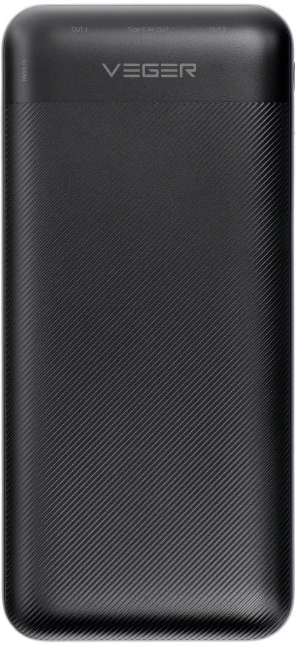 Išorinė baterija POWER BANK VEGER (L20S) 20000mAh (2xUSB; 1xType-C; QC3.0 20W) juoda