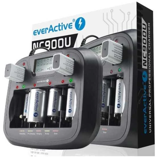 everActive universalus 4 etapų AA AAA C D 9V elementų įkroviklis NC-900U