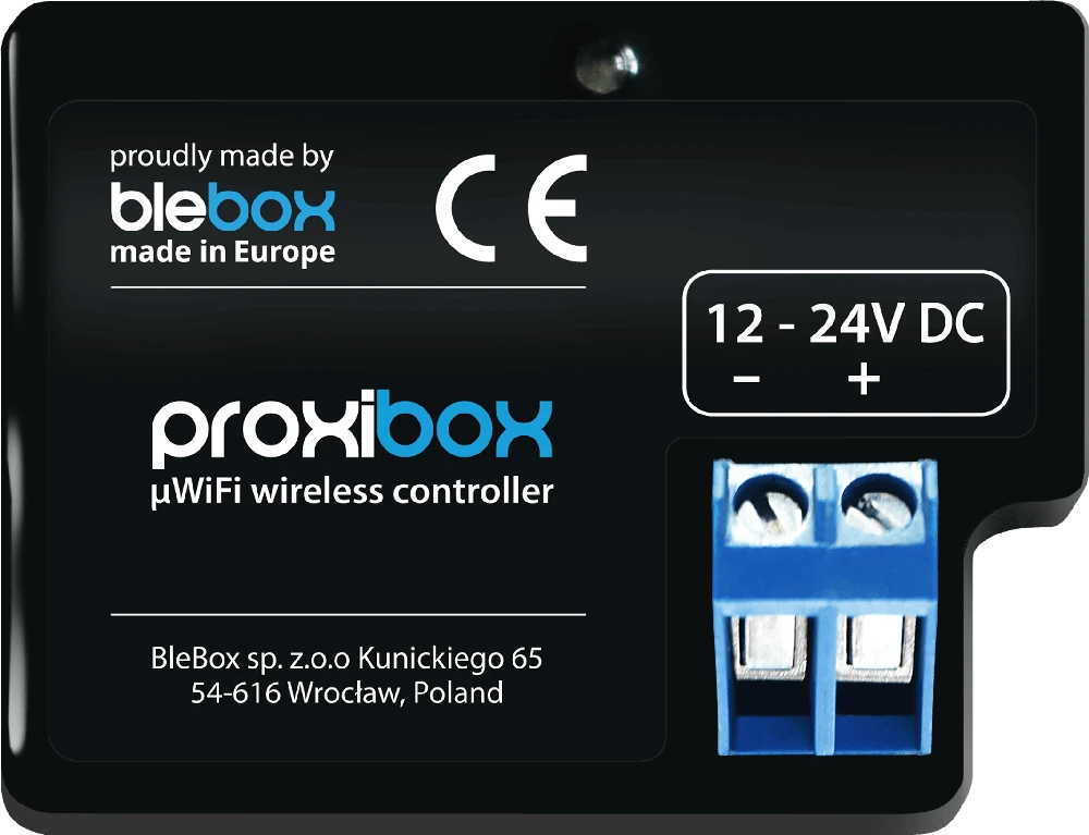 BleBox proxiBox - daugiafunkcinis veiksmo aktyviklis / WiFi artumo jutiklis - Android / iOS programa