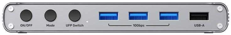 Unitek KVM jungiklio priekinis skydelis su USB-A 10Gbps portais
