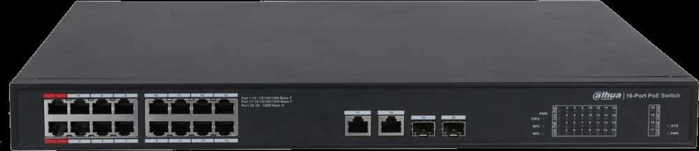Dahua PoE šakotuvas 1000Mbps 16portu+2G uplink + 2SFP