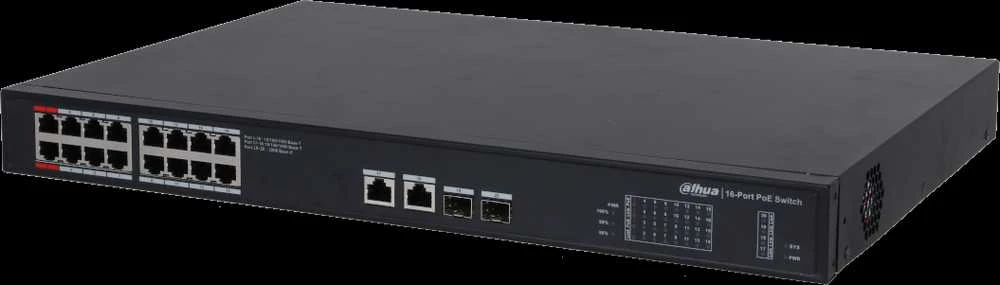 Dahua PoE šakotuvas 1000Mbps 16portu+2G uplink + 2SFP
