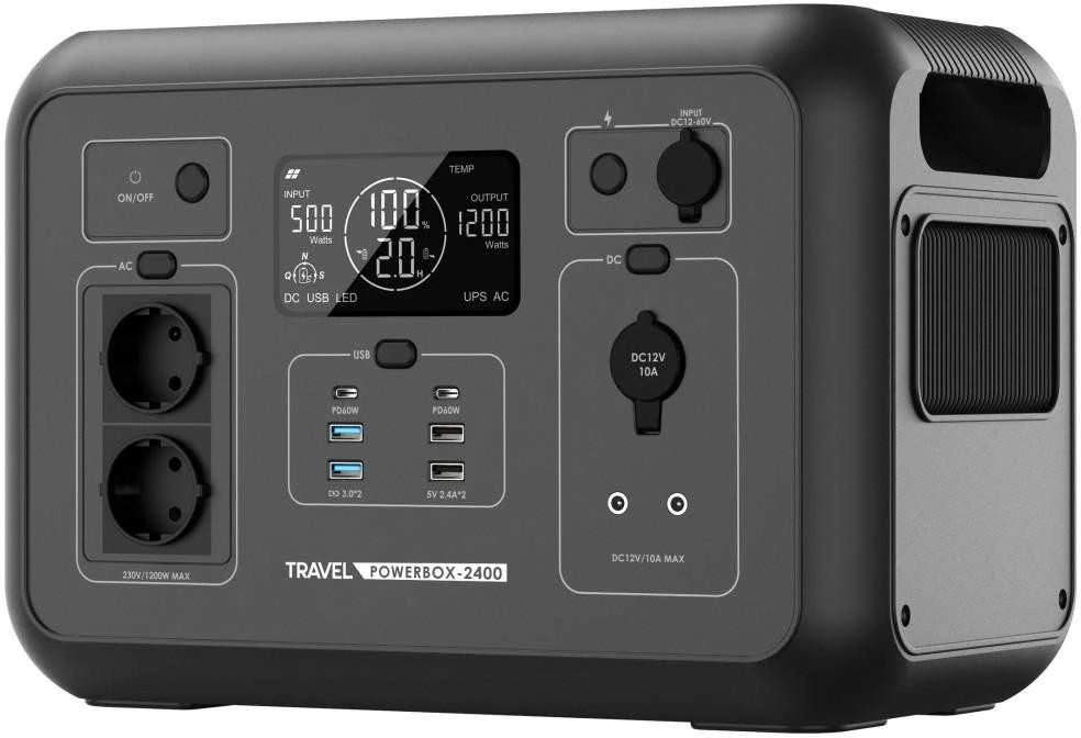 Volt Polska Powerbox 2400 priekinis vaizdas su jungtimis