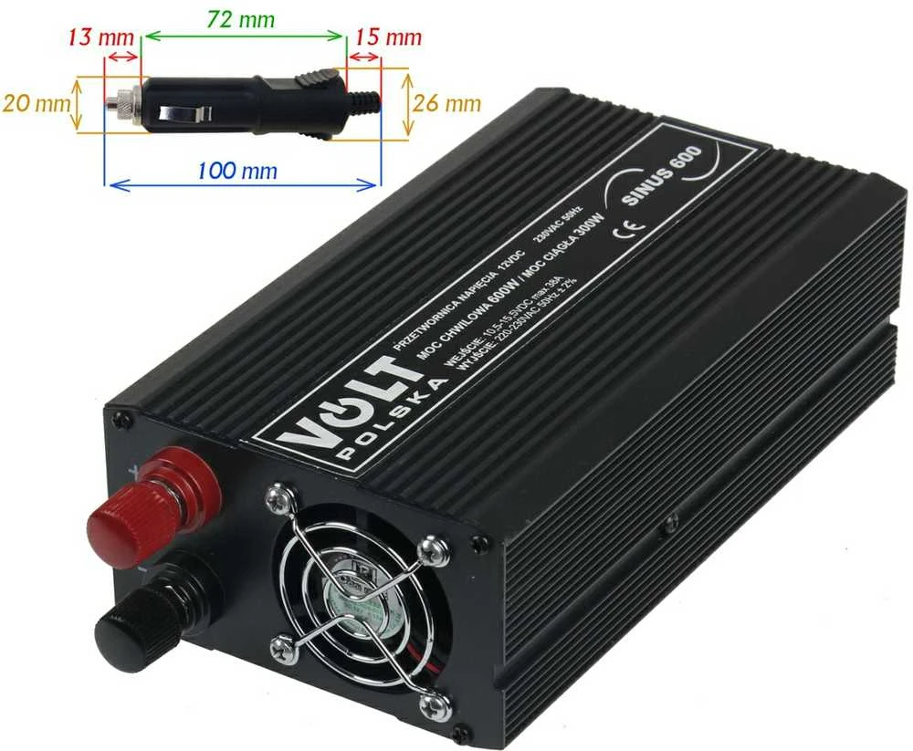 Voltų sinusinis keitiklis 12V / 230V 300 / 600W