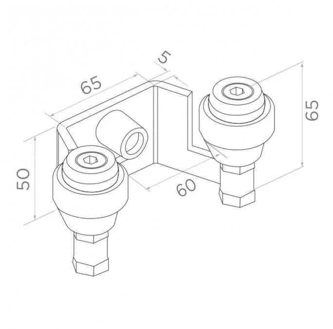 PSG 60.023 60 mm viršutinė rankena stumdomiems vartams (2 ritinėliai)
