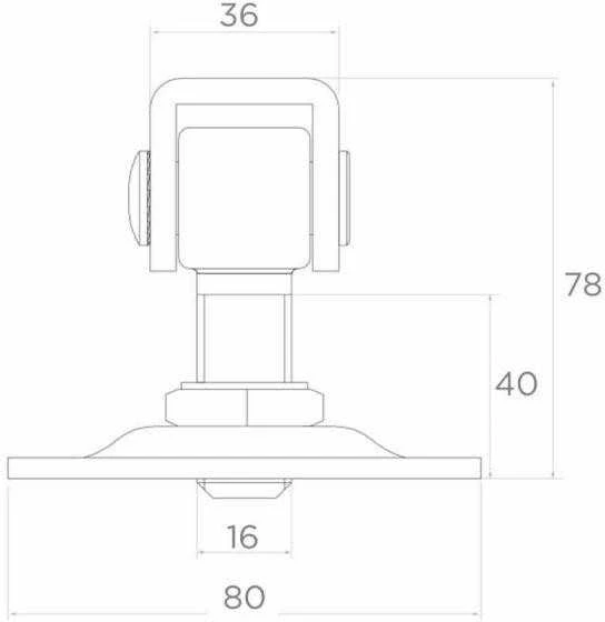 PSG 61.018.01 vyris su plokštele 80x80x3mm - M16 sriegis (reguliuojamas, cinkuota kilpa)
