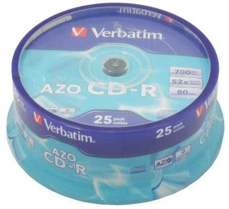 Verbatim CD-R AZO Crystal 0,7 GB, 52 x, 25 Pakuotės velenas