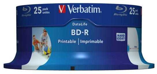 VERBATIM 25x BD-R 25GB vieno sluoksnio duomenų gyvenimo HTL 6x platus spausdinimas be ID