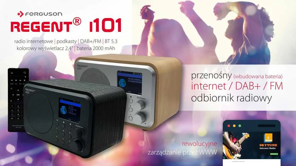 FEG Radio internetowe Ferguson Regent i101 | DAB+ | FM RDS / Akumuliatorius 2000 mAh (Juoda)