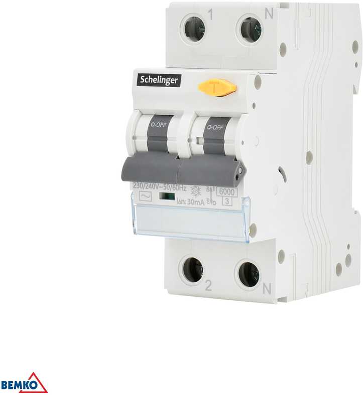 RCBO 2P B 16A 30mA TIPO AC SCHELINGER grandinės pertraukiklis