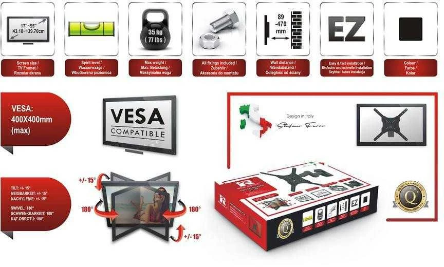 Red Eagle Raudona Eagle FLEXI APOLLO FORTE 17-55 Raudona Eagle televizoriaus laikiklis