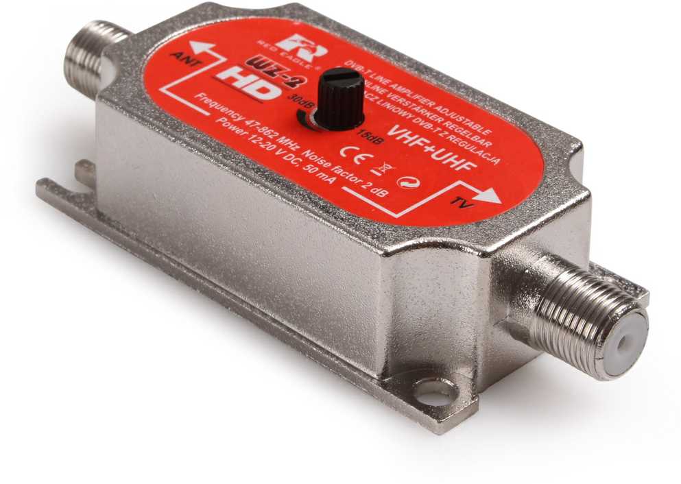Red Eagle Raudona Eagle Raudona Eagle DVB-T linijinis antenos stiprintuvas su +30dB reguliavimu
