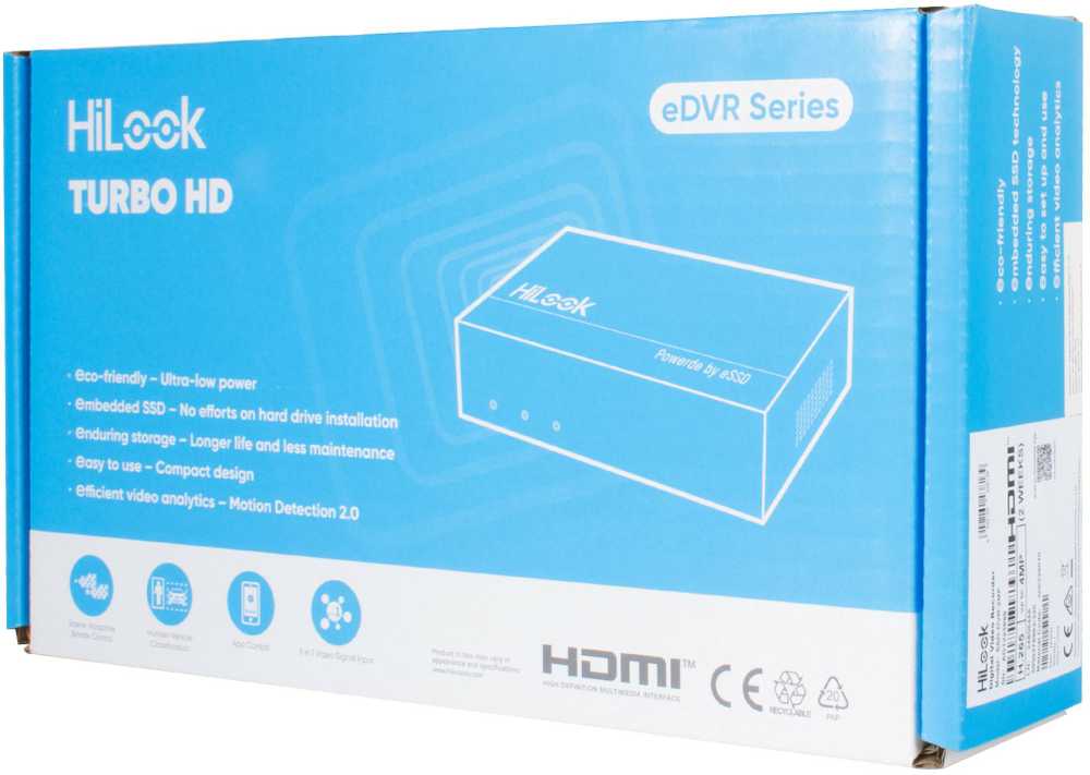 Hilook by Hikvision 5 viename įrašymo įrenginys 4 kanalų 2MP SSD-DVR-2MP