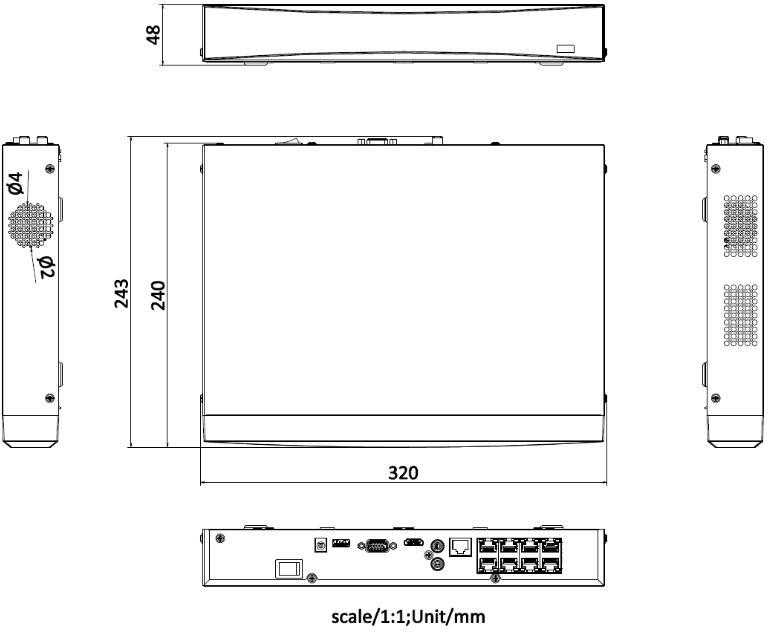 IP REGISTRATORIUS DS-7608NXI-K1/8P(D) 8 KANALŲ, 8 PoE AcuSense Hikvision