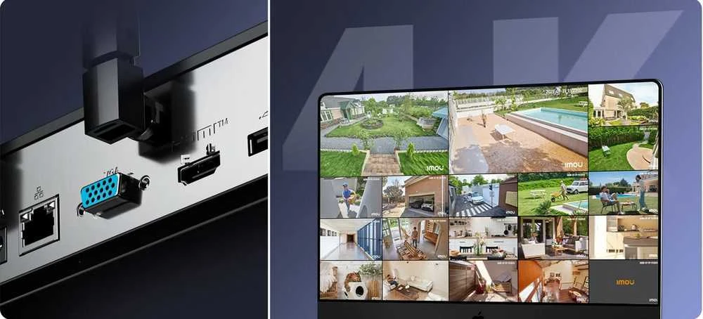 IMOU 10 kanalų įrašymo įrenginys, 4 WiFi antenos, 6 mikrofonai, garsiakalbis, HDMI, VGA, NVR-N110W-8A0E
