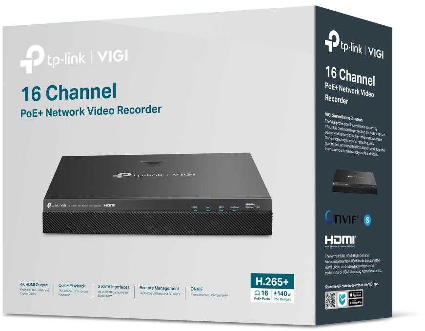 TP-LINK | PoE+ tinklo vaizdo įrašymo įrenginys | VIGI NVR2016H-16MP | 2 | 16 kanalas