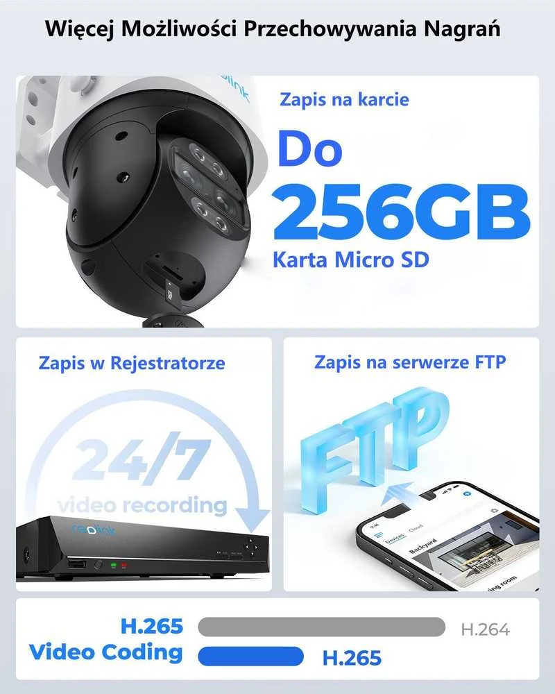 Reolink 4K „Wi-Fi 6“ dviejų objektyvų apsaugos kamera | „TrackMix“ serija W760 | PTZ | 8 MP | 2,8 mm / F1.6 | IP65 | H.264, H.265 | „Micro SD“, maks. 512 GB