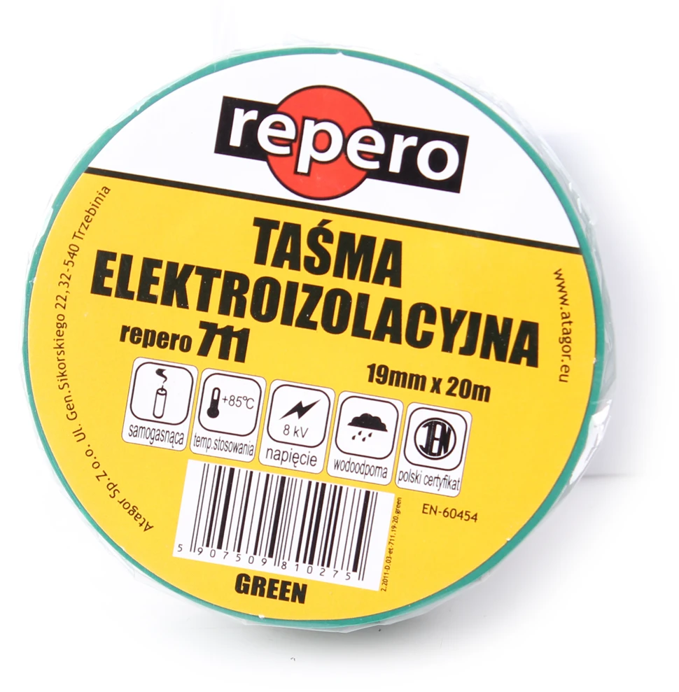 Repero Izoliacinė juosta 0,13 mm x 19 mm x 20 m, žalia