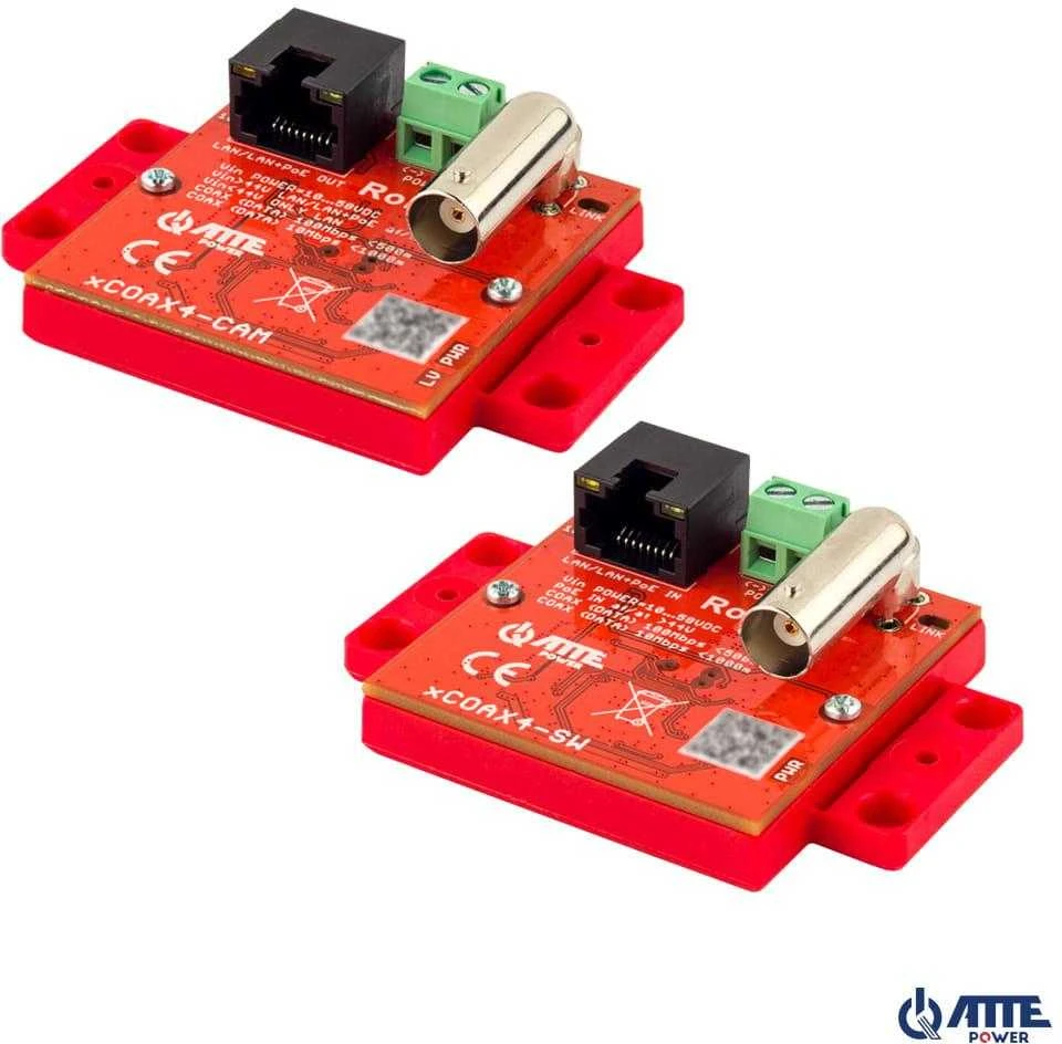 AT3 Aktyviųjų keitiklių rinkinys Ethernet ir PoE perdavimui ATTE xCOAX4-SET