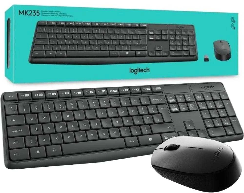 Belaidis klaviatūros ir pelės rinkinys Logitech MK235, US išdėstymas