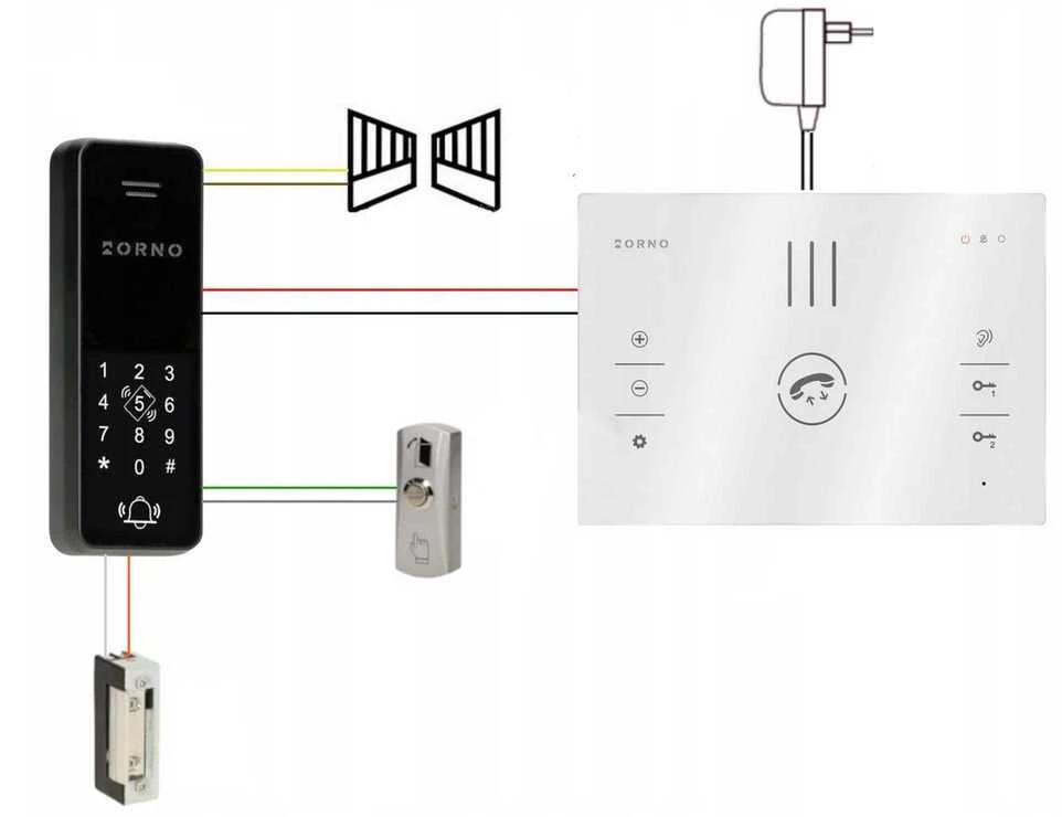 Orno SANDI, vienos šeimos domofono komplektas, be ragelio, 2 laidų, užšifruotas, RFID, juodas